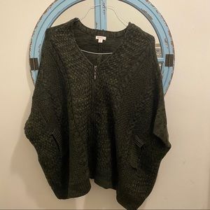 Forest Green Warm Knit Poncho